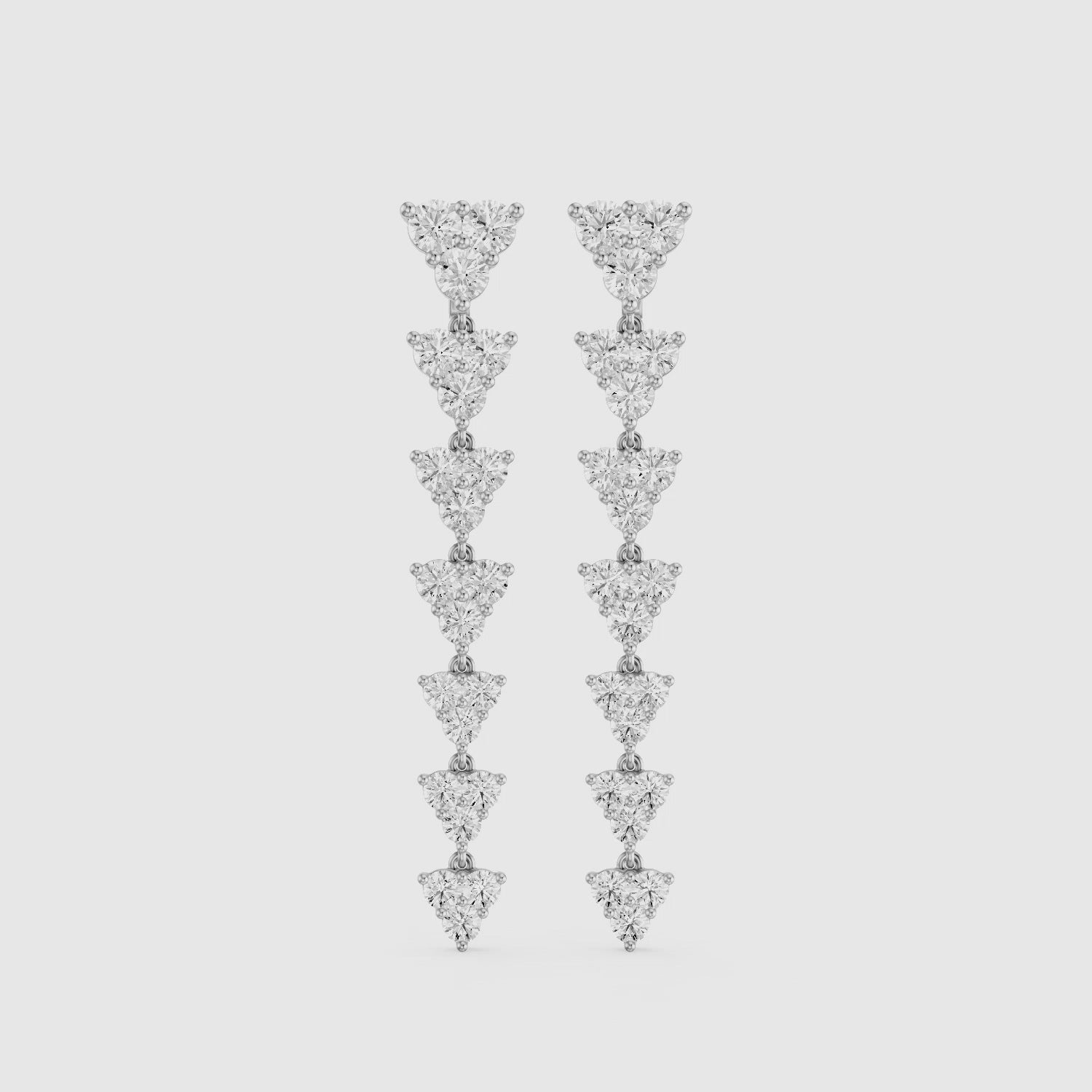 Load video: Waverly Round Lab Grown Diamond Cluster Linear Drop Earrings
