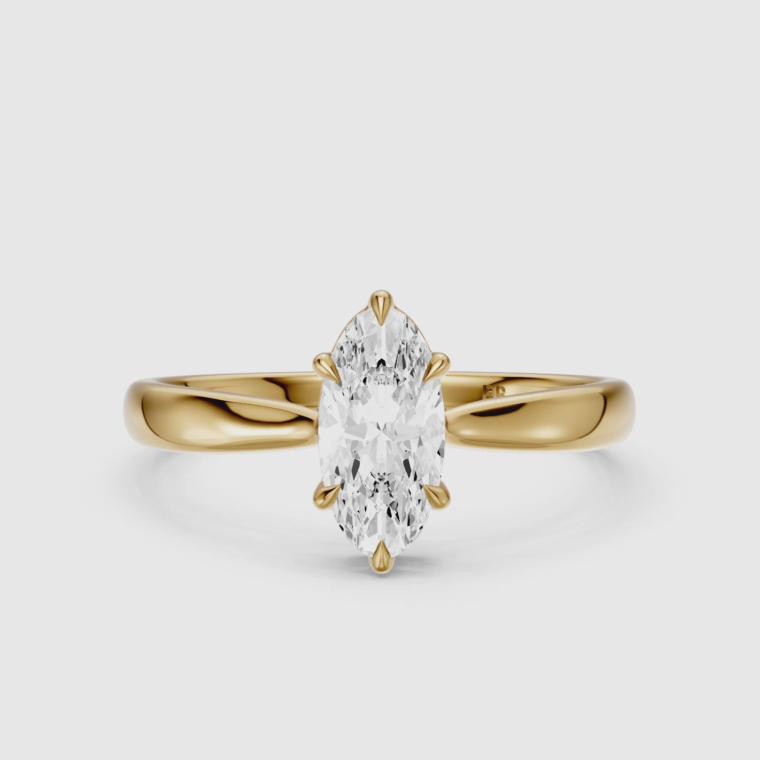 Load video: Mariela 6 Prong Setting Moval Moissanite Diamond Solitaire Ring