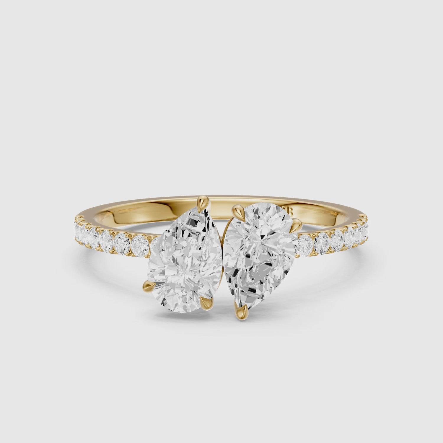 Load video: Raylee Toi Et Moi Pave Ring With Both Pear Two Stone Lab Grown Diamonds