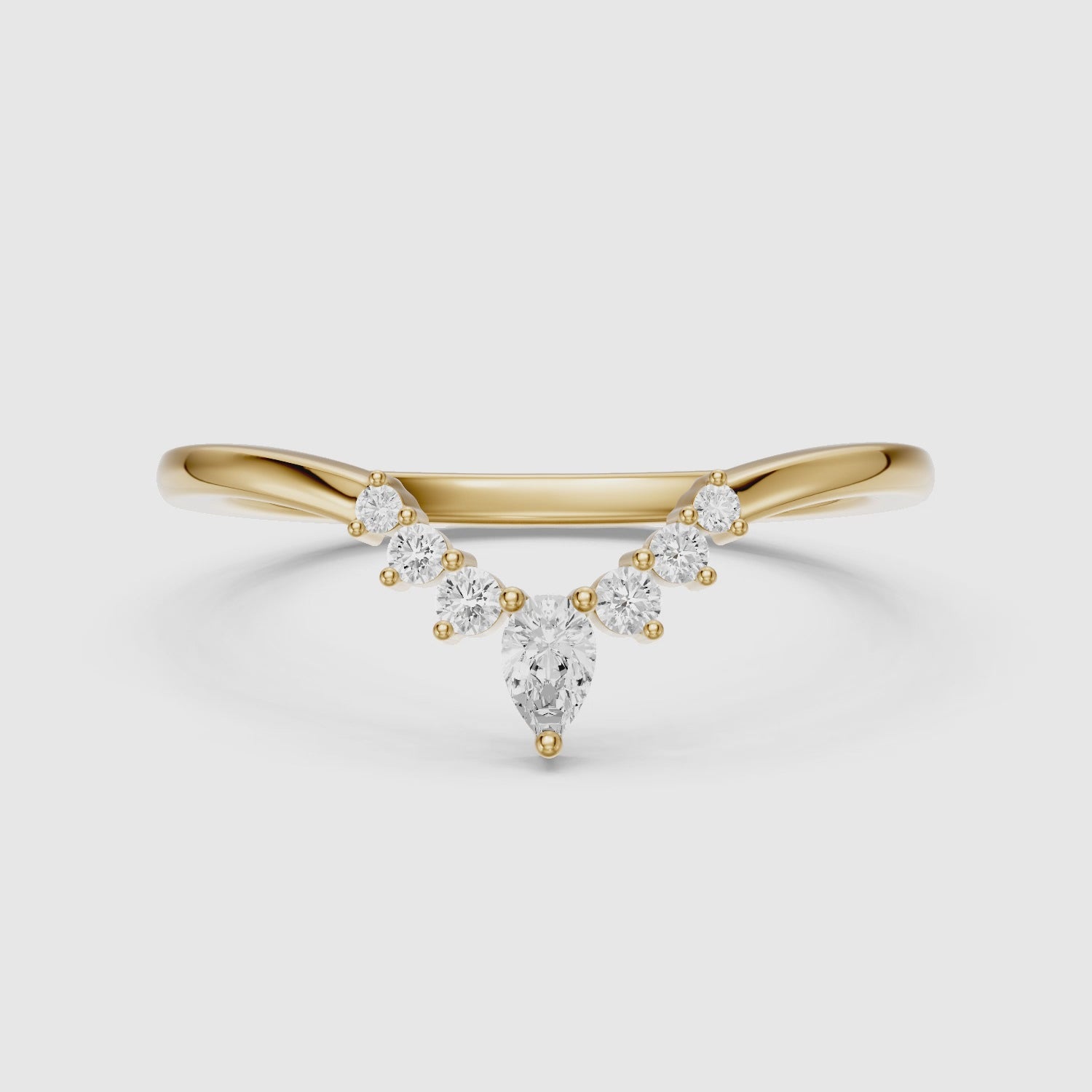 Load video: Cardi Curved V Shape Pear and Round Lab Grown Diamond Band