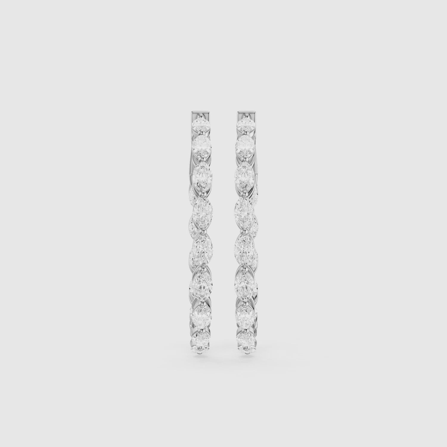 Load video: Kirstine Marquise Lab Grown Diamond Inside Out Hoop Earrings
