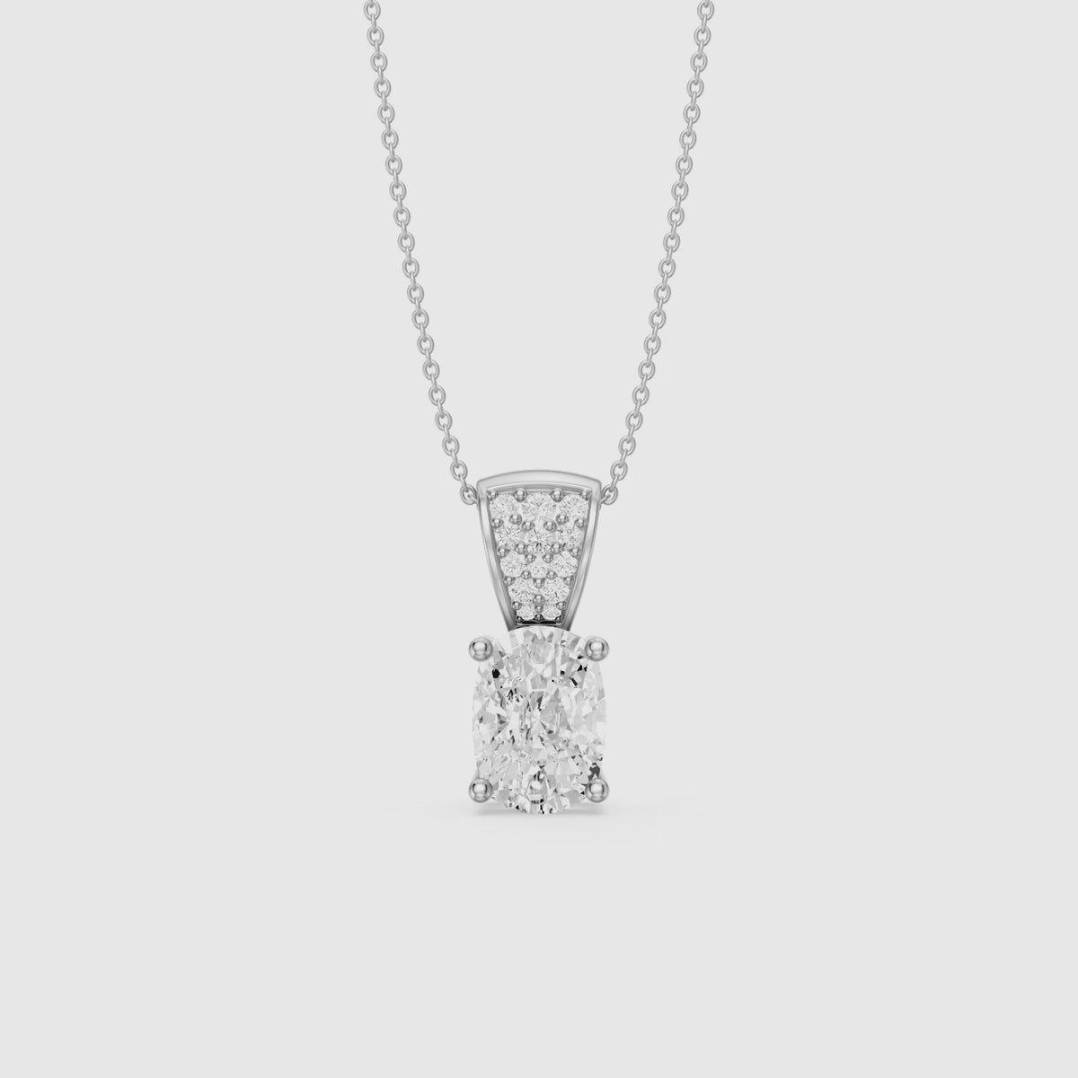Load video: Itzel Elongated Cushion Cut Lab Grown Diamond Pendant with Pave Bail