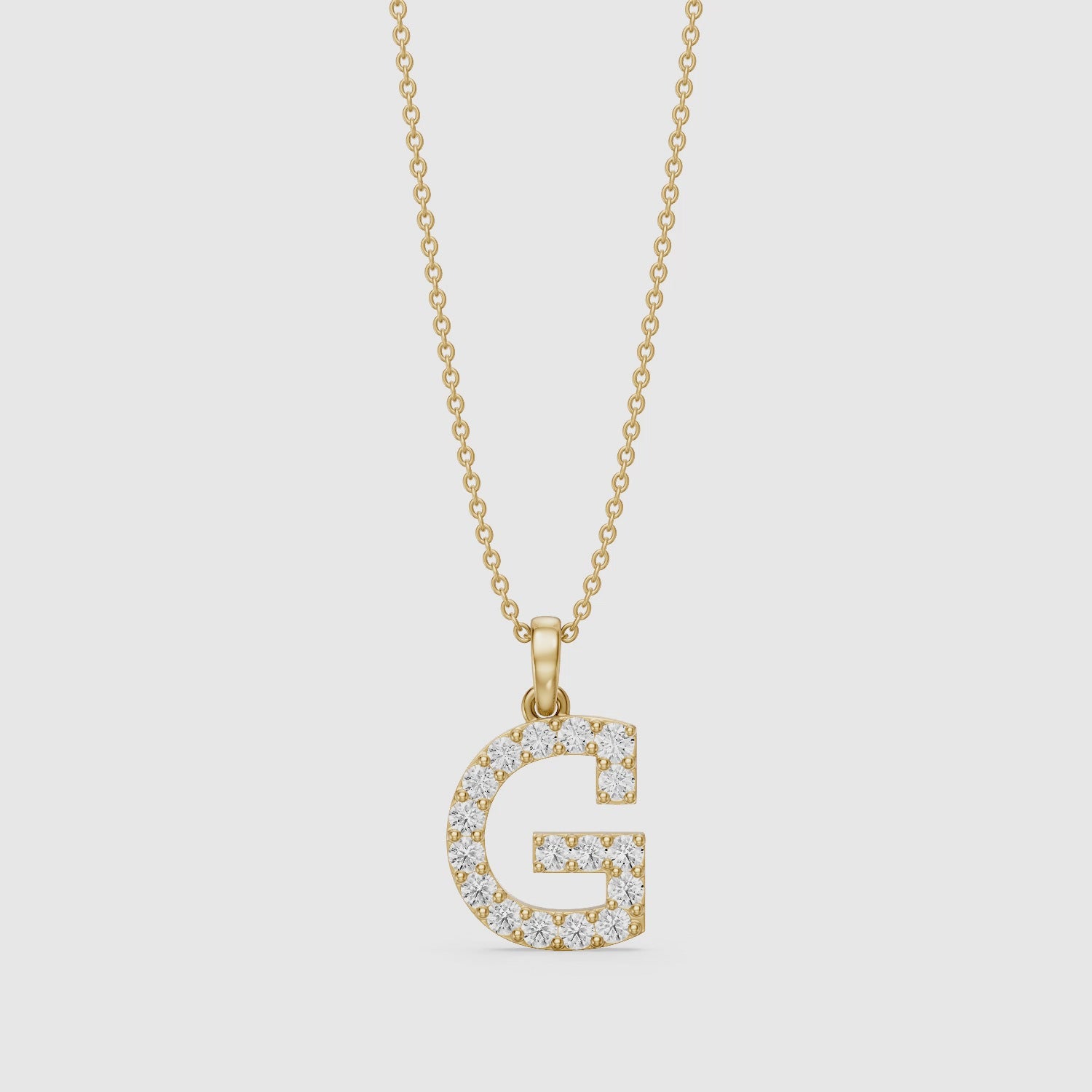 Load video: Autumn Lab Grown Diamond G Initial Pendant Necklace