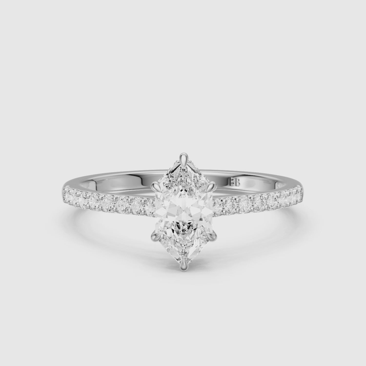 Load video: Iara Dutch Marquise Moissanite Diamond Hidden Halo French Pave Engagement Ring