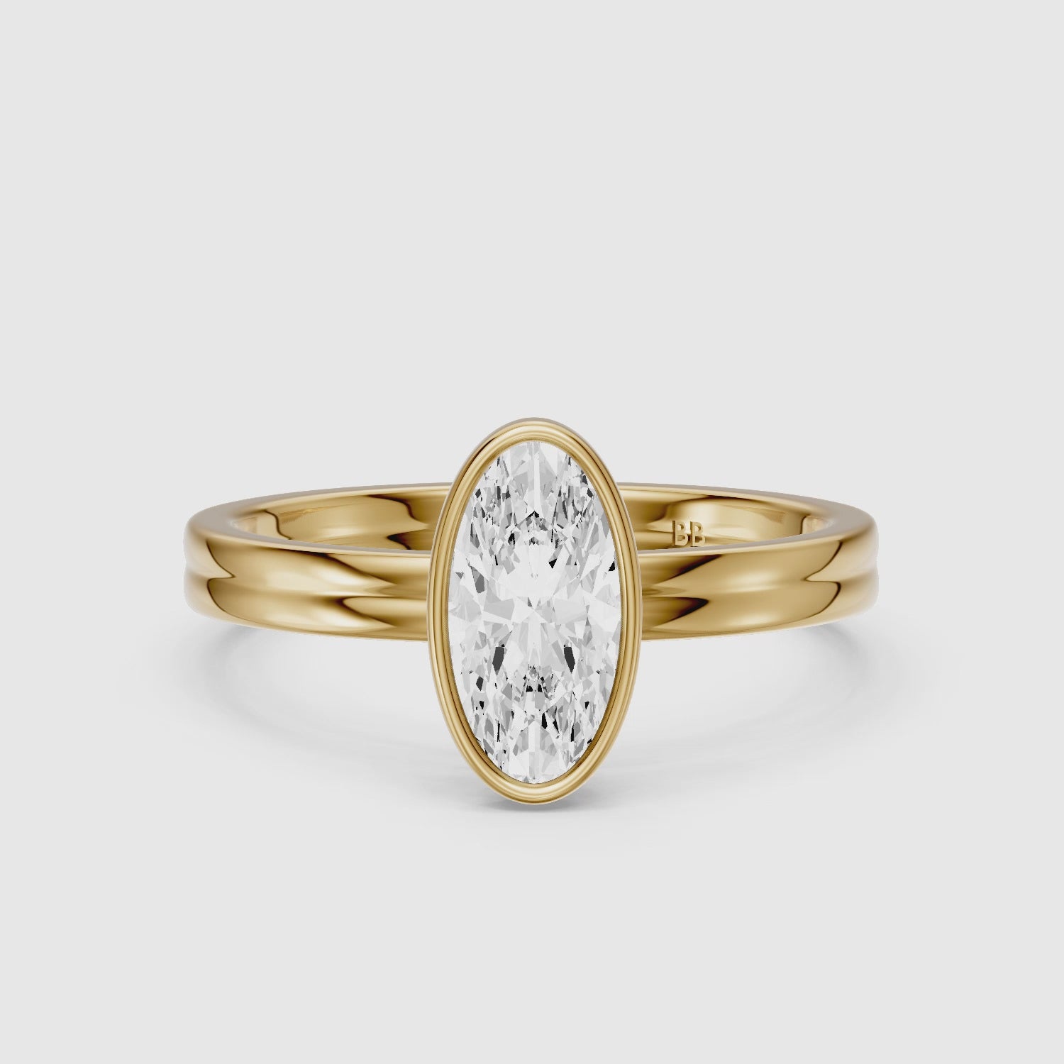 Load video: Vivienne Moval Bezel Set Lab Grown Diamond Solitaire Ring