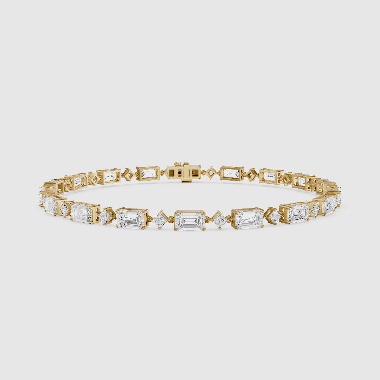 Load video: Fiona East West Princess and Emerald Cut Lab Grown Diamond Tennis Bracelet