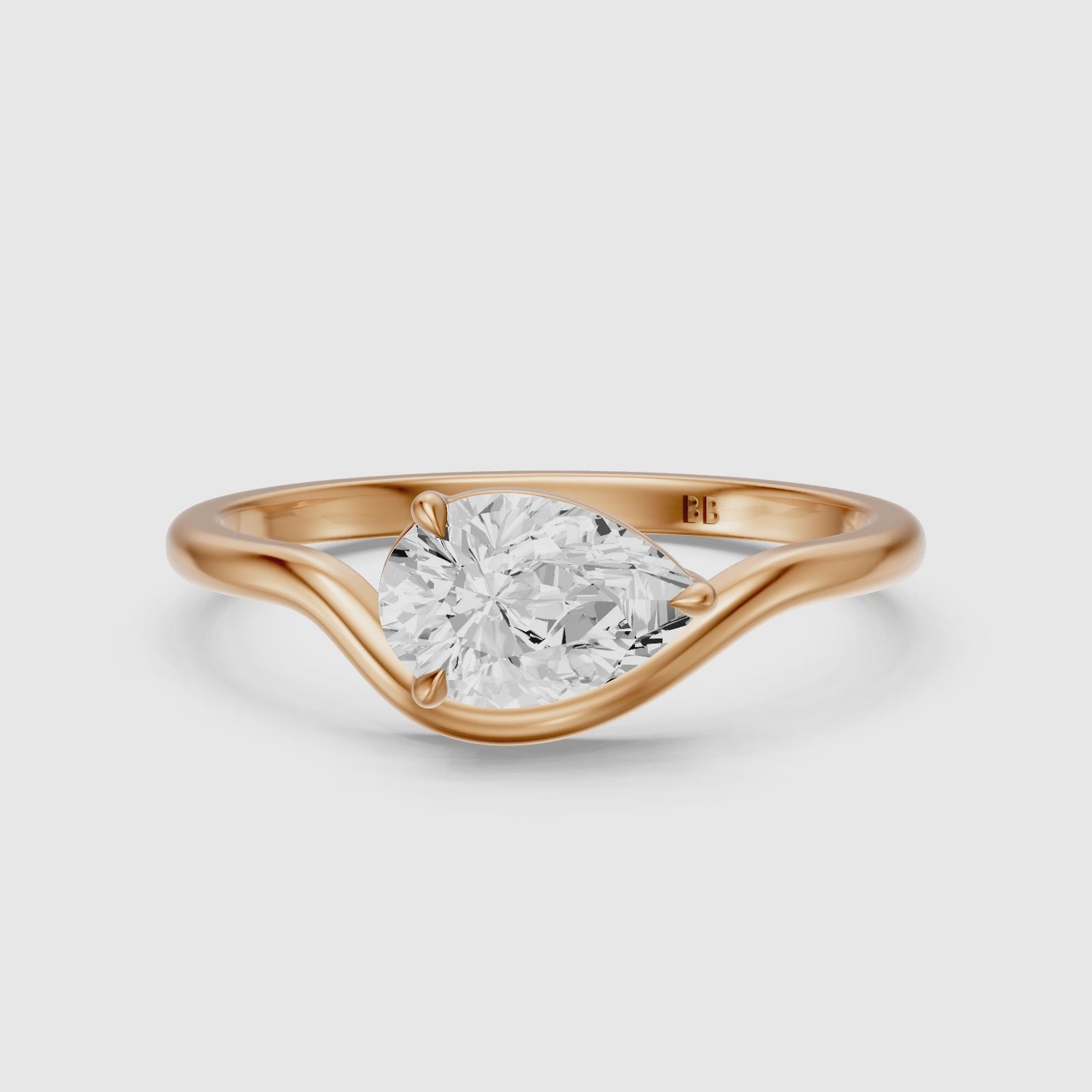 Load video: Kamila Pear Cut East West Lab Grown Diamond Ring