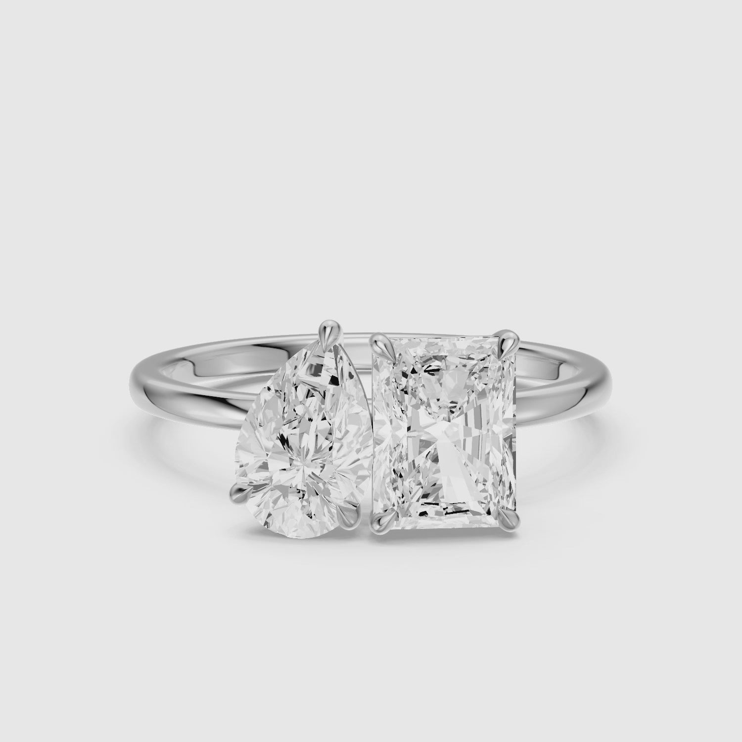 Load video: Lillie Toi Et Moi Ring With Pear and Radiant Two Stone Lab Grown Diamond