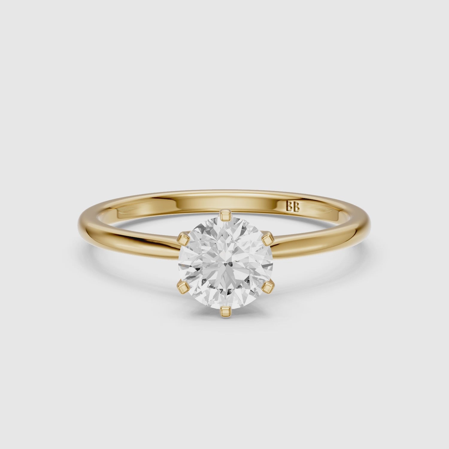 Load video: Kairah 6 Prong Round Cut Solitaire Lab Grown Diamond Ring