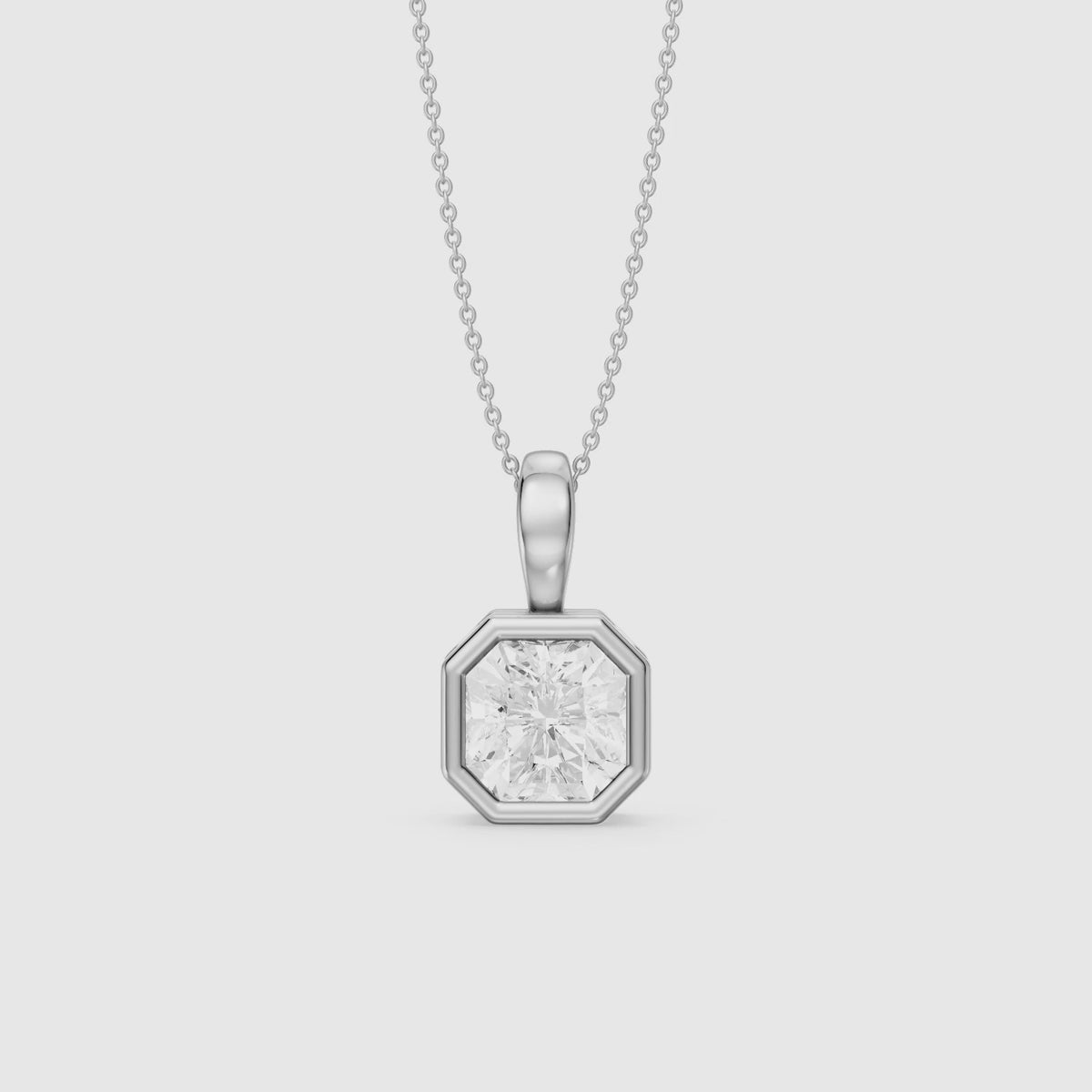 Load video: Kylie Square Radiant Bezel Lab Grown Diamond Pendant