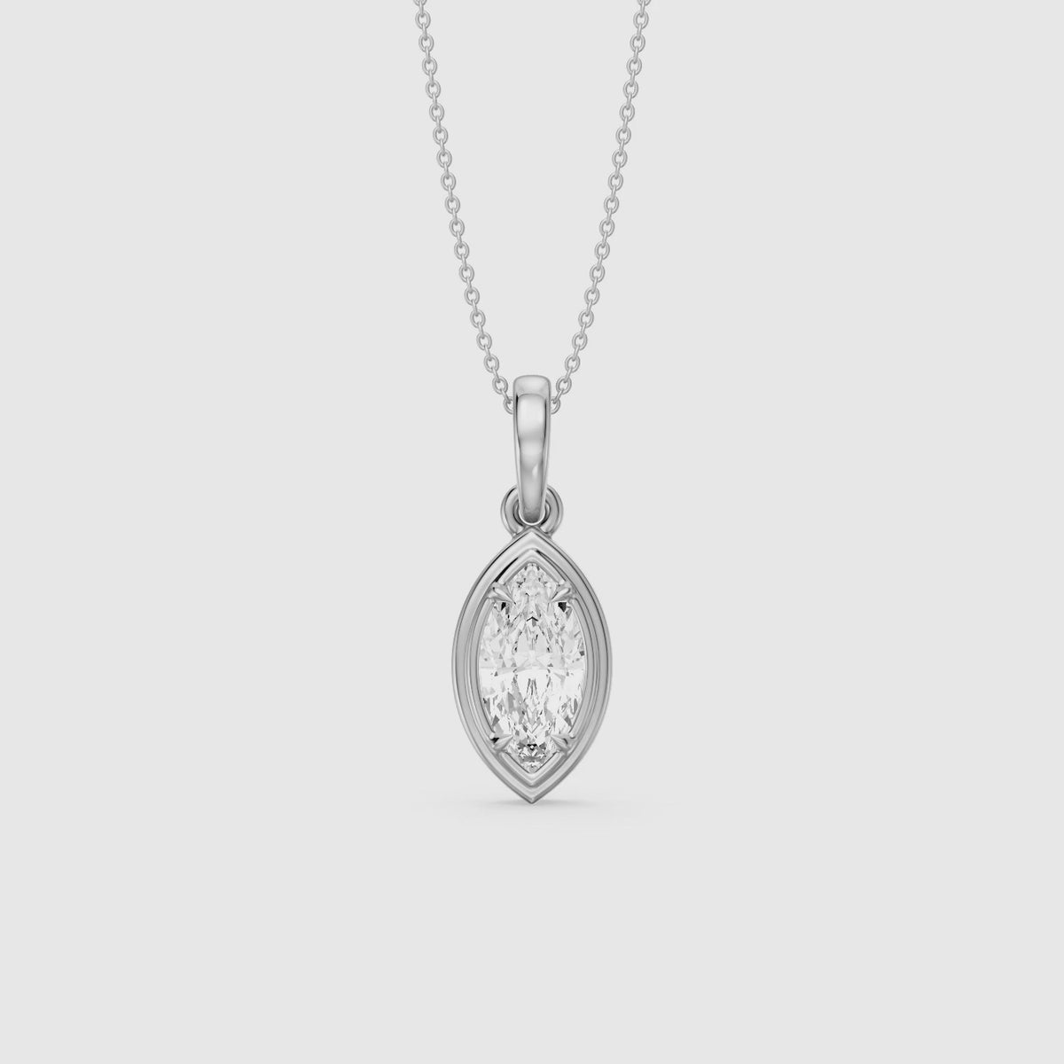 Load video: Elowyn Marquise Lab Grown Diamond Double Bezel Pendant