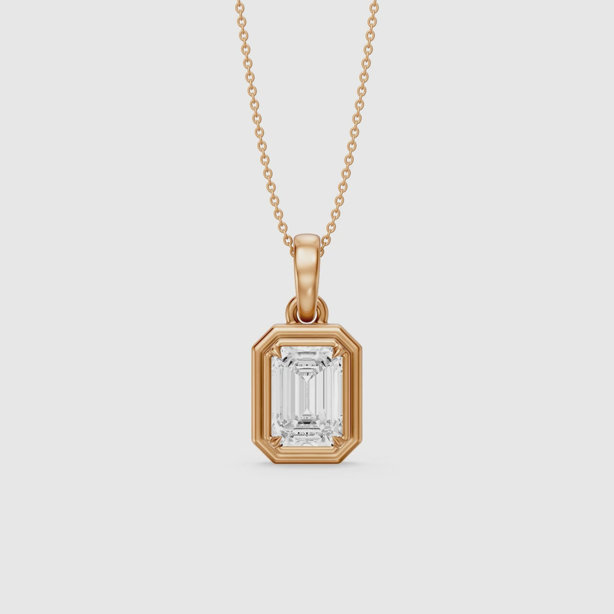 Load video: Dove Emerald Cut Double Bezel Lab Grown Diamond Pendant