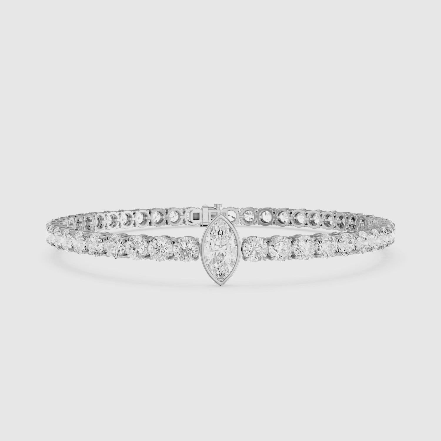 Load video: Maxine Marquise Lab Grown Diamond Single Station Tennis Bracelet