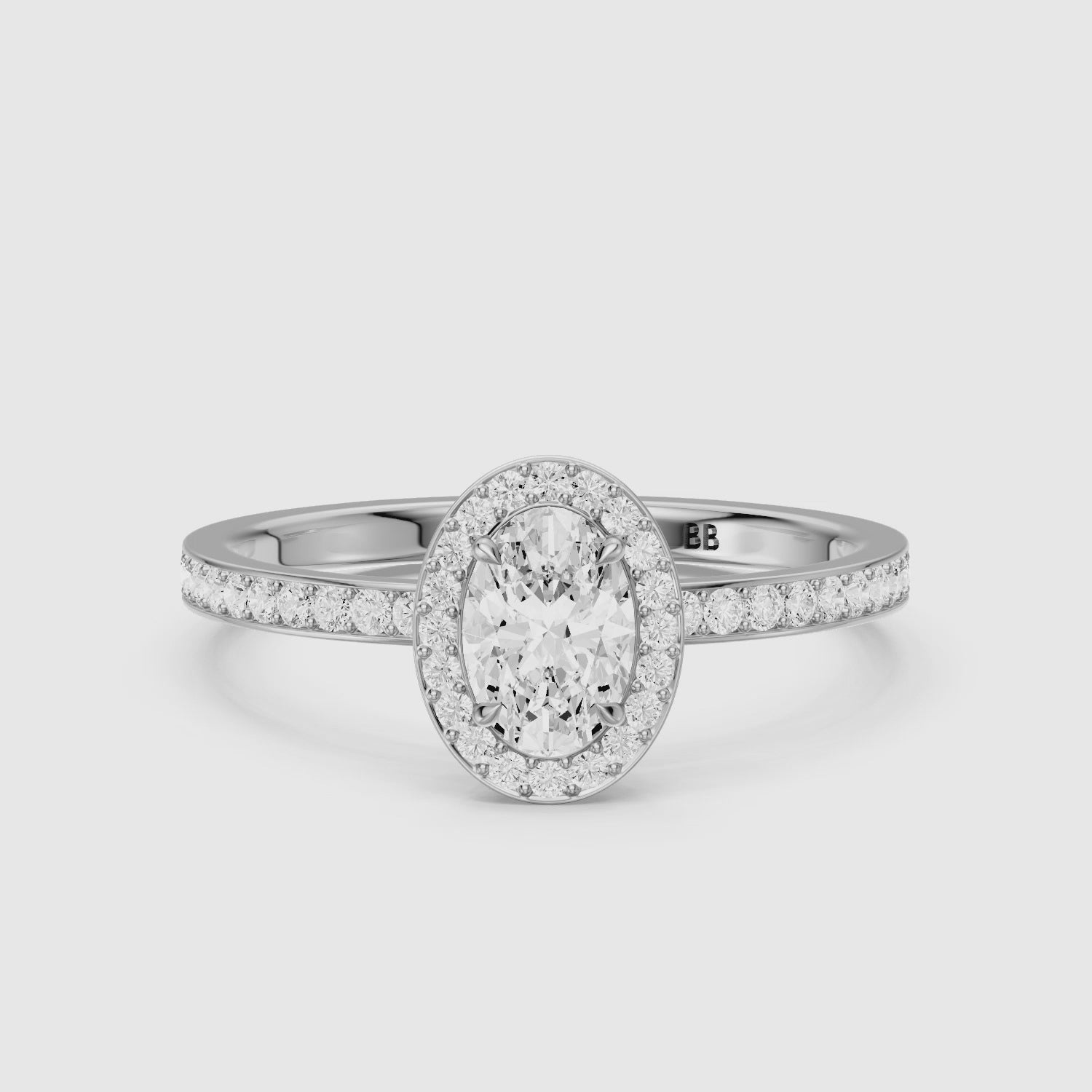 Load video: Anaiah Oval Cut Halo Channel Set Lab Grown Engagement Ring