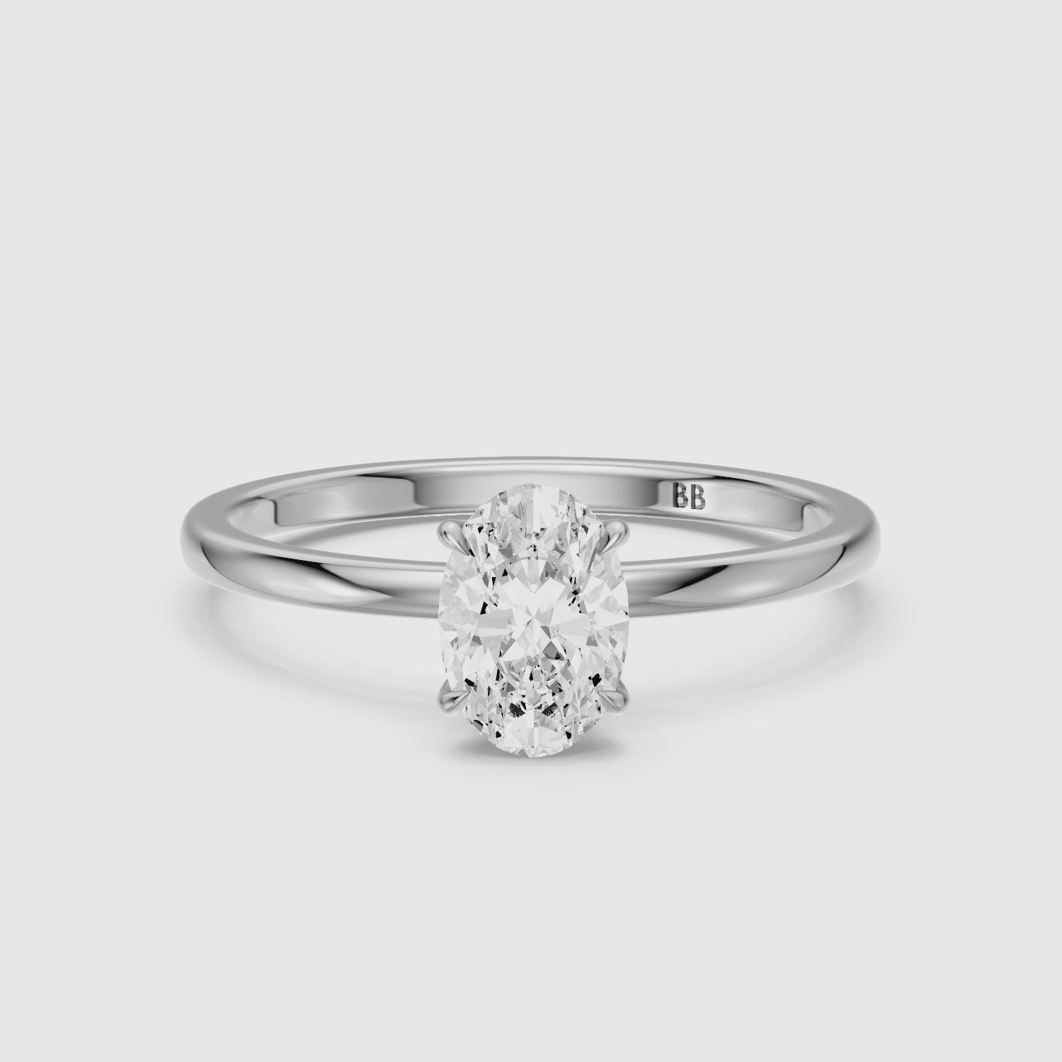 Load video: Hailey 4 Prong Oval Cut Solitaire Lab Grown Diamond Ring