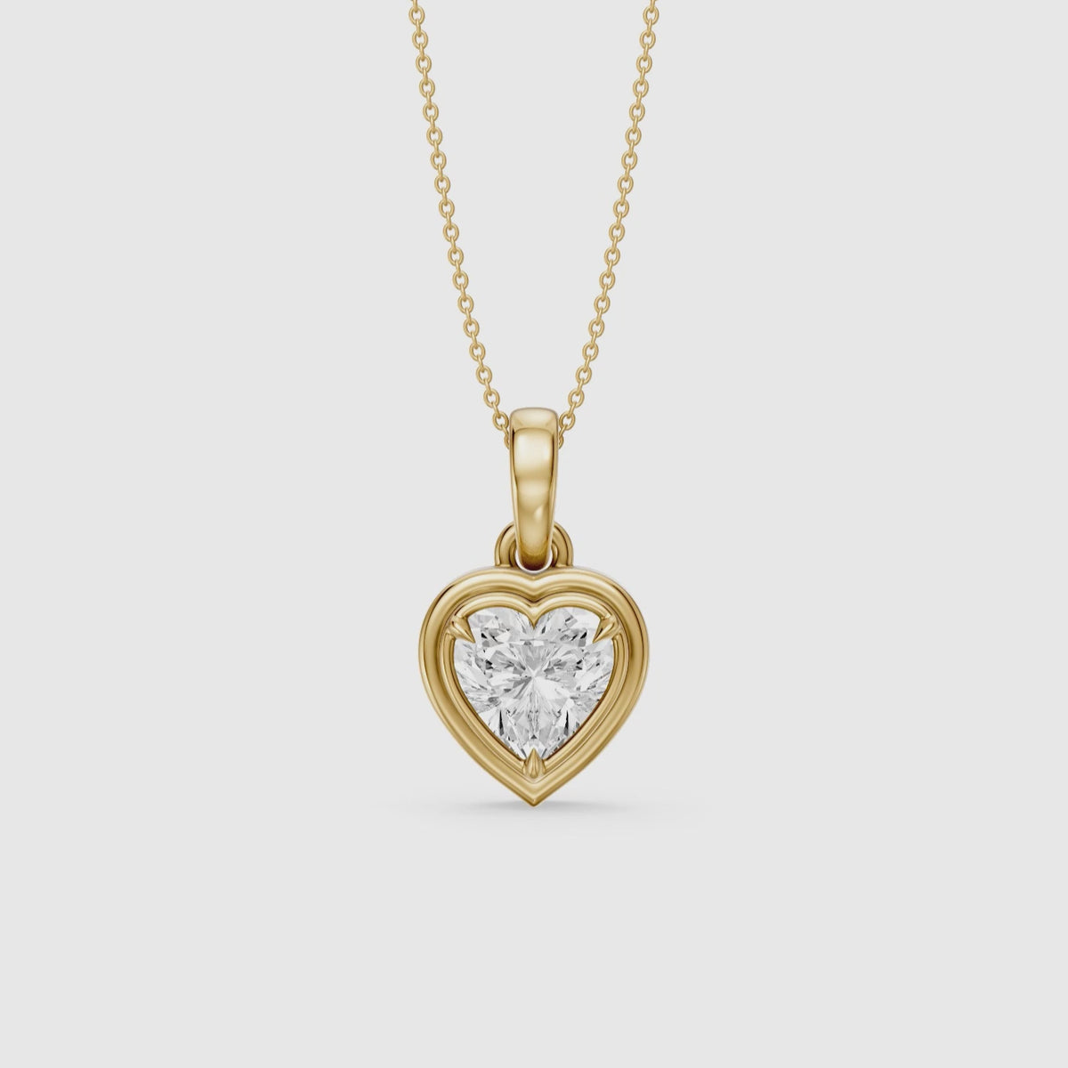 Load video: Leia Heart Shape Lab Grown Diamond Double Bezel Solitaire Pendant