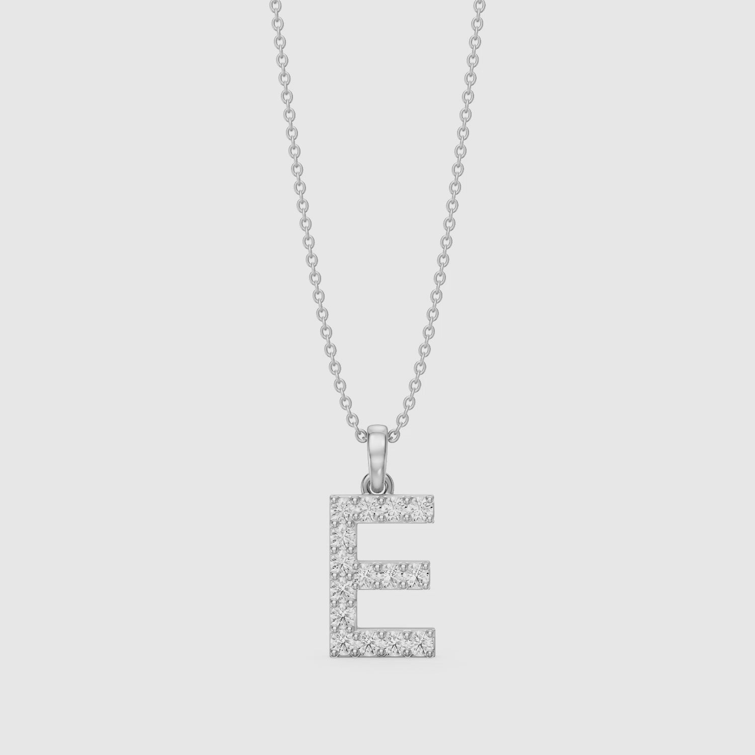 Load video: Sadie Lab Grown Diamond E Initial Pendant Necklace
