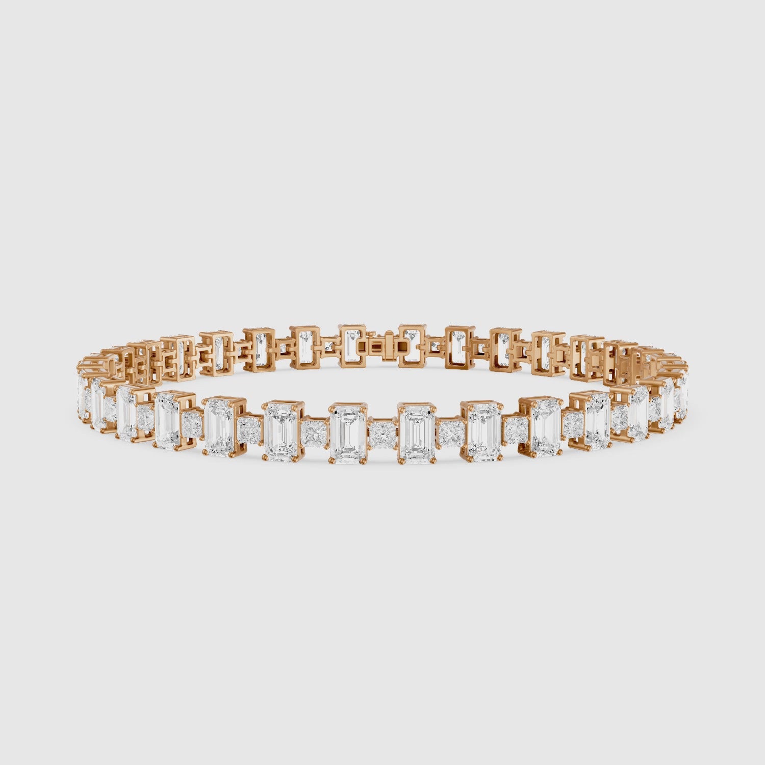 Load video: Corsima Emerald and Princess Cut Lab Grown Diamond Tennis Bracelet