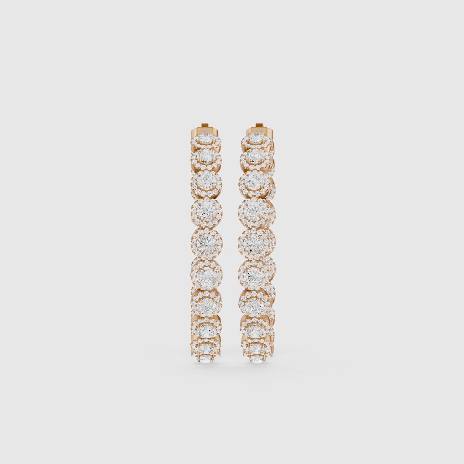 Load video: Belen Round Lab Grown Diamond Halo Hoop Earrings