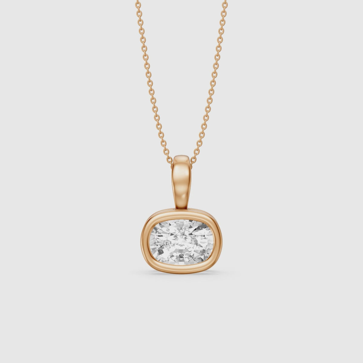 Load video: Hope Elongated Cushion Lab Grown Diamond Bezel Pendant