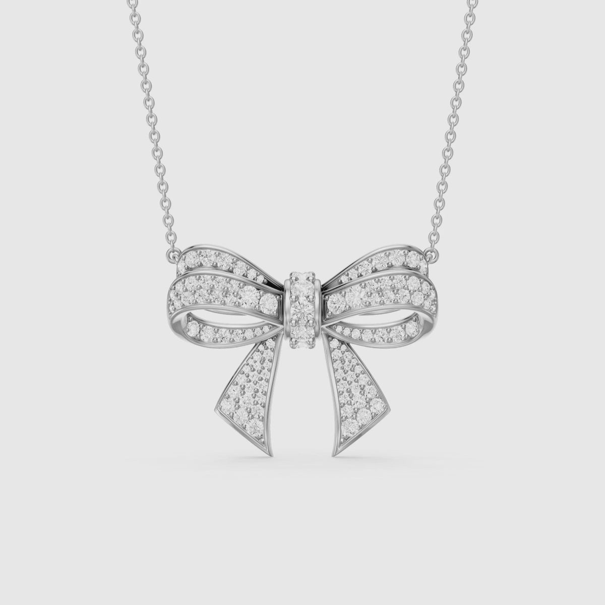 Load video: Kimberly Round Lab Grown Diamond Bow Pendant