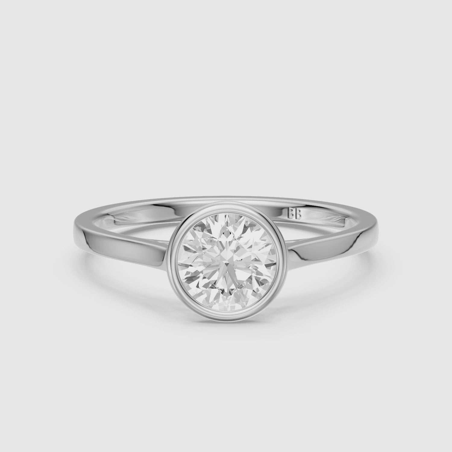 Load video: Piper Round Solitaire Bezel Set Lab Grown Diamond Ring