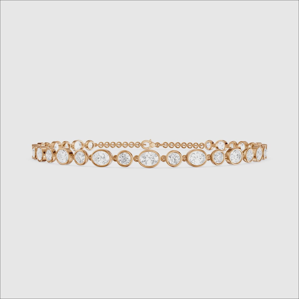 Load video: Mabel Alternating Oval and Round Lab Grown Diamond Bezel Set Tennis Bracelet