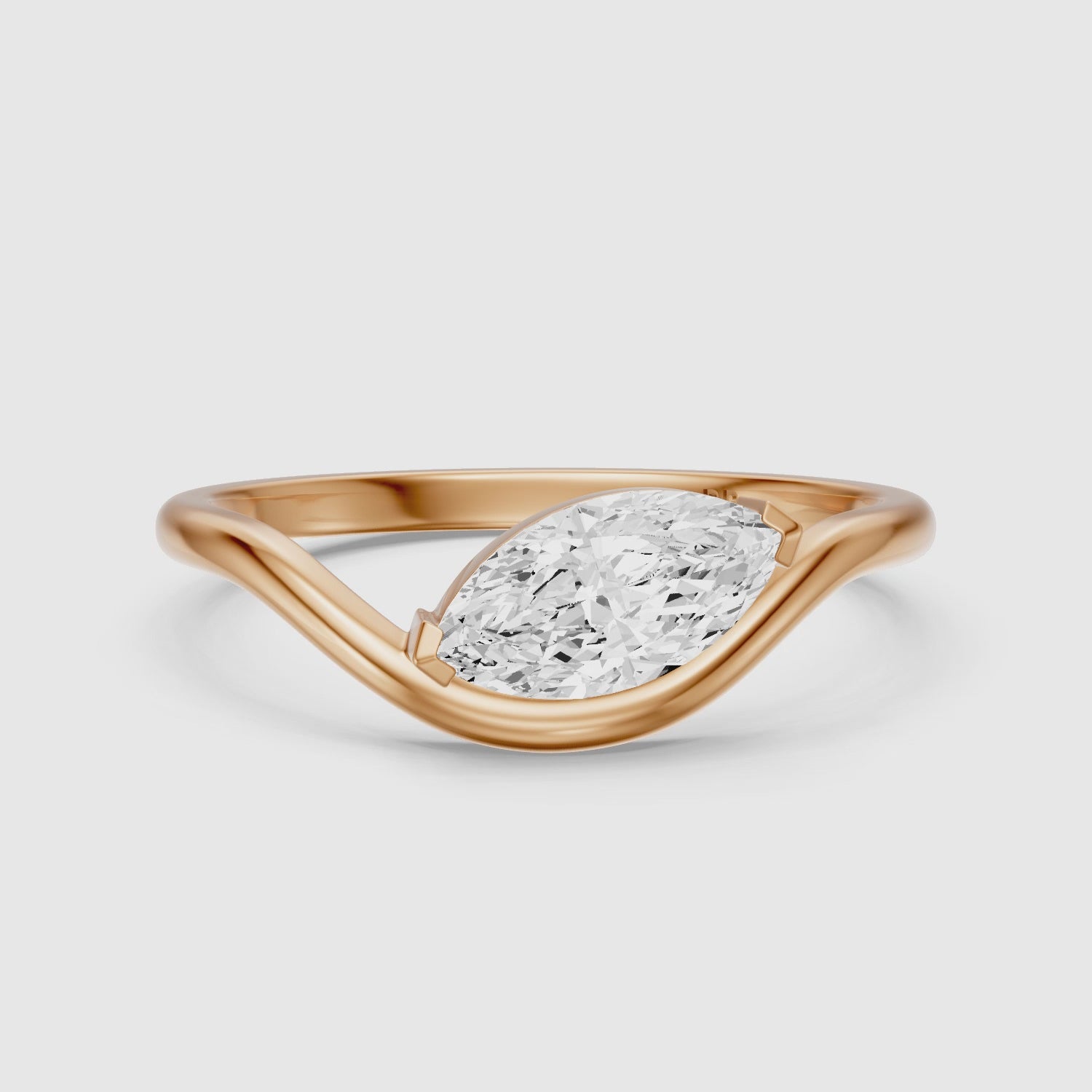 Load video: Lillian Marquise Cut East West Solitaire Moissanite Diamond Ring