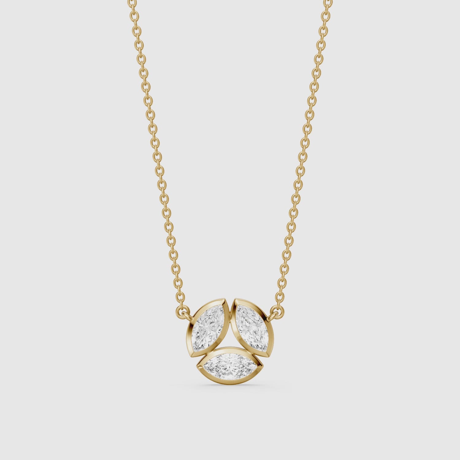 Load video: Georgia Bezel Set Marquise Lab Grown Diamond Cluster Necklace