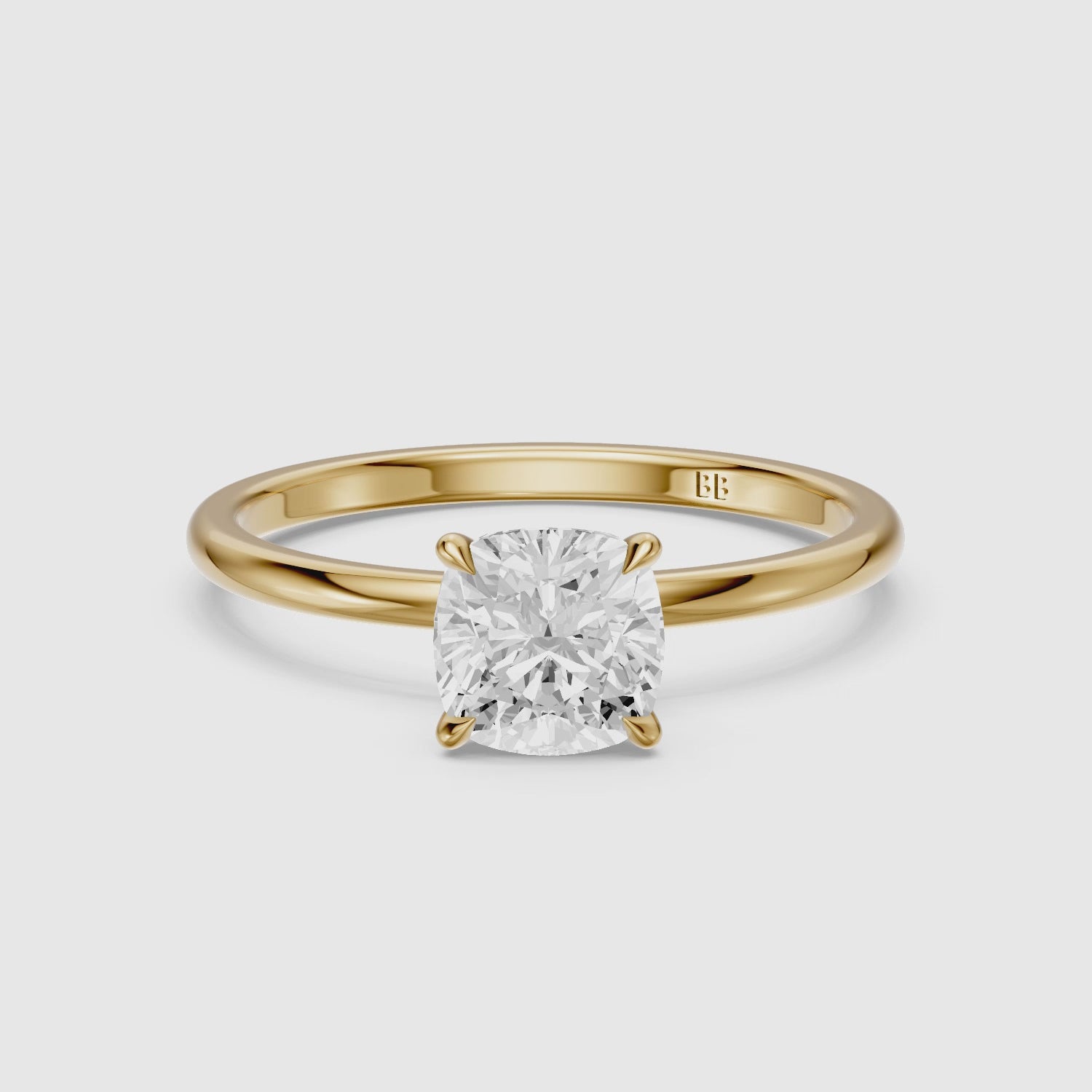 Load video: Kerry Cushion Hidden Halo Moissanite Diamond Engagement Ring