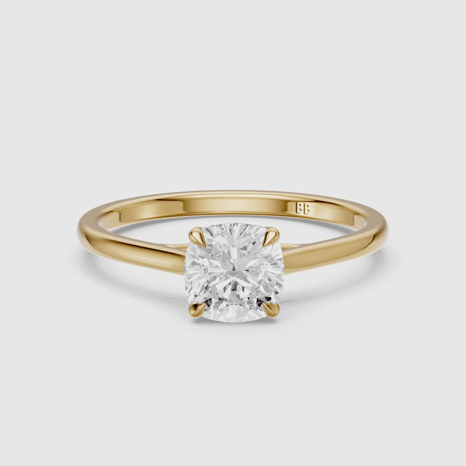 Load video: Corina 4 Prong Cushion Cut Solitaire Moissanite Diamond Ring