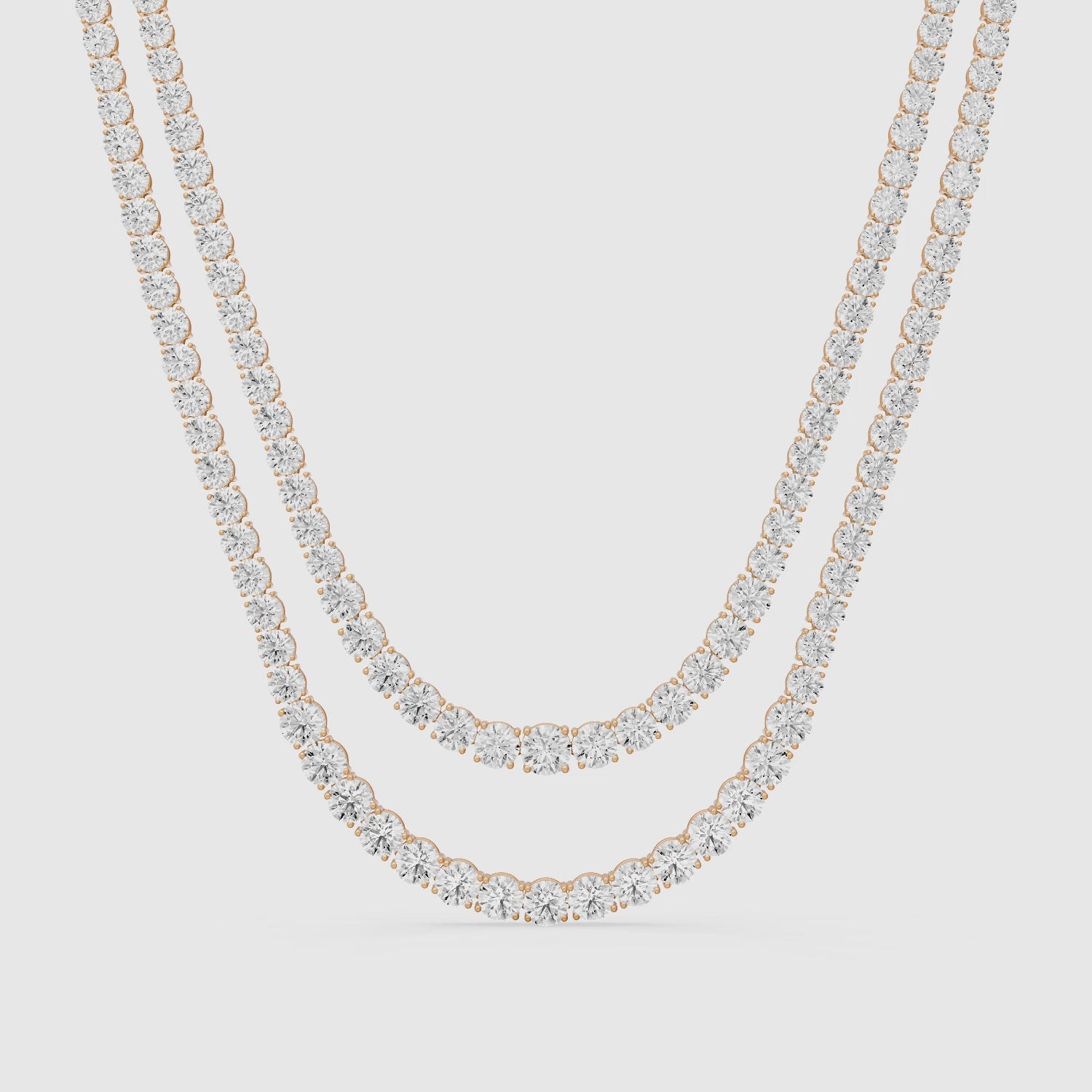 Load video: Jocelyn Double Row Round Cut Lab Grown Diamond Tennis Necklace