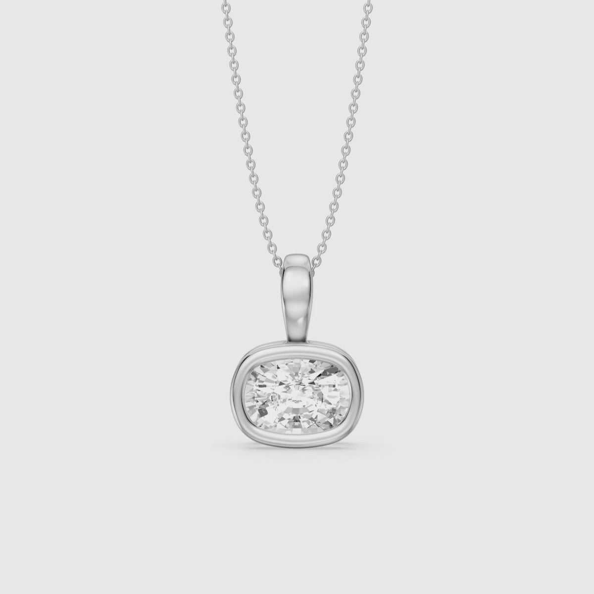Load video: Hope Elongated Cushion Lab Grown Diamond Bezel Pendant