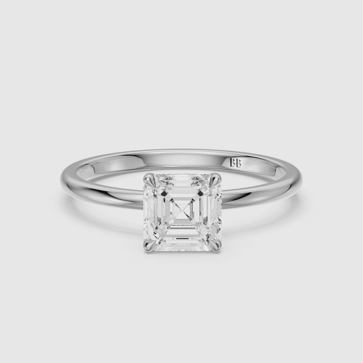 Load video: Halsey Asscher Cut Solitaire Lab Grown Diamond Engagement Ring
