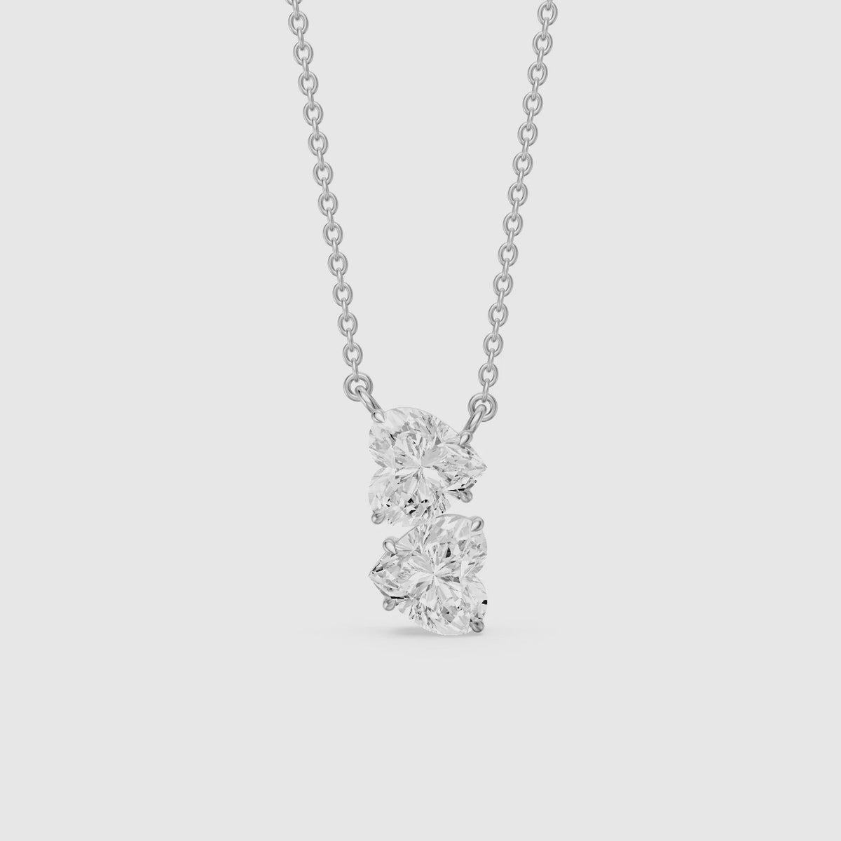 Load video: Brooke Double Heart Lab Grown Diamond Pendant