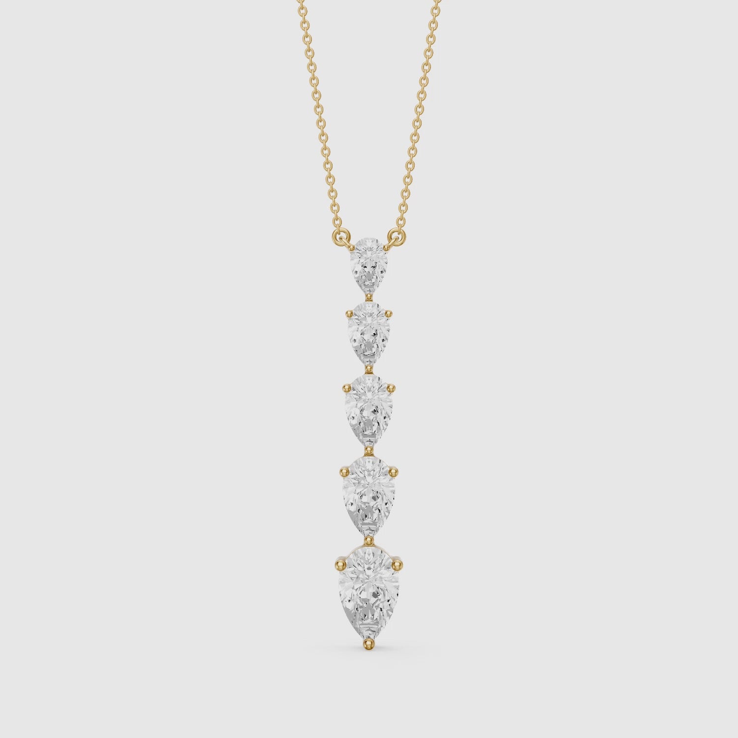 Load video: Elena Graduated Pear Shape Lab Grown Diamond Necklace
