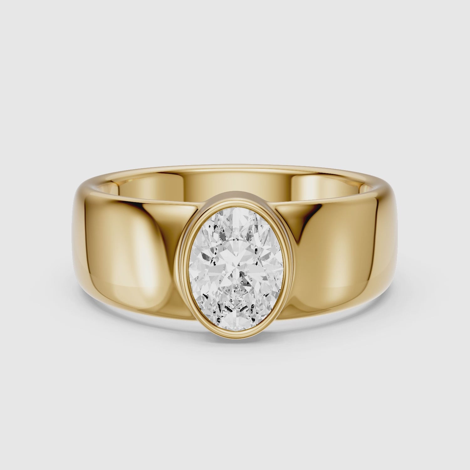Load video: Renate Oval Cut Lab Diamond Bezel Set Cigar Band