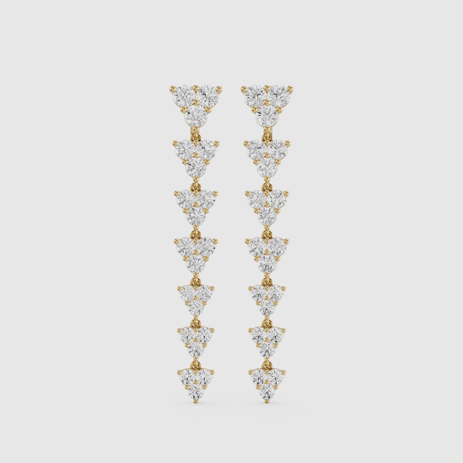 Load video: Waverly Round Lab Grown Diamond Cluster Linear Drop Earrings