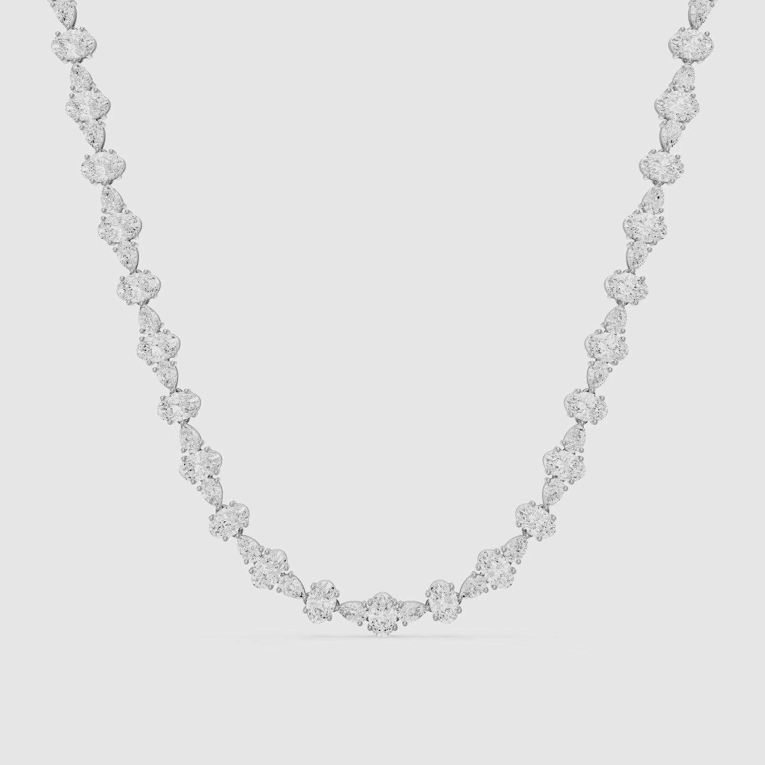 Load video: Destiny Oval and Pear Lab Grown Diamond Tennis Necklace