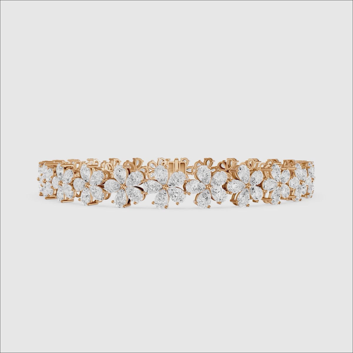 Load video: Bettina Pear Shape Floral Lab Grown Diamond Tennis Bracelet