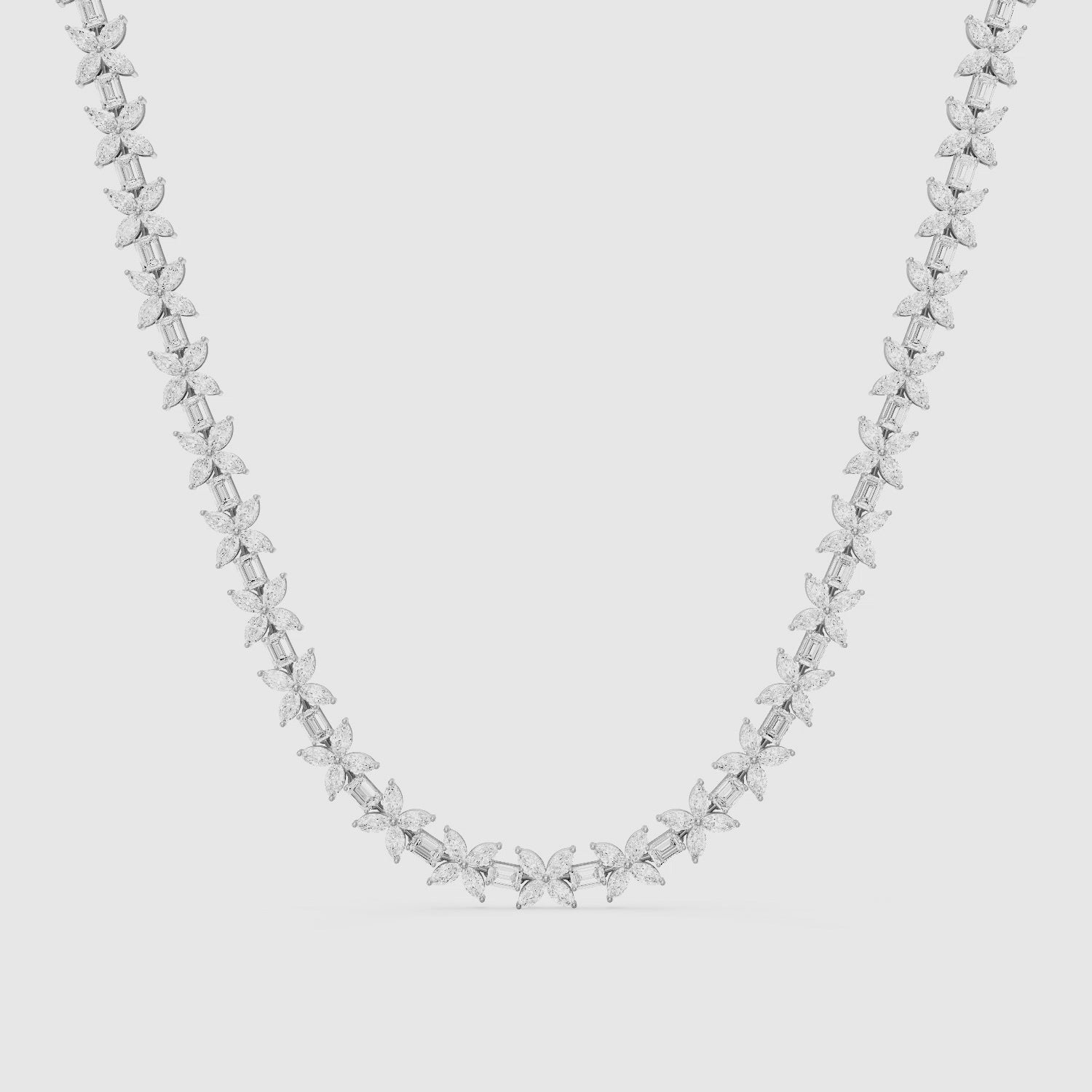 Load video: Aubree Marquise and Emerald Lab Grown Diamond Floral Necklace