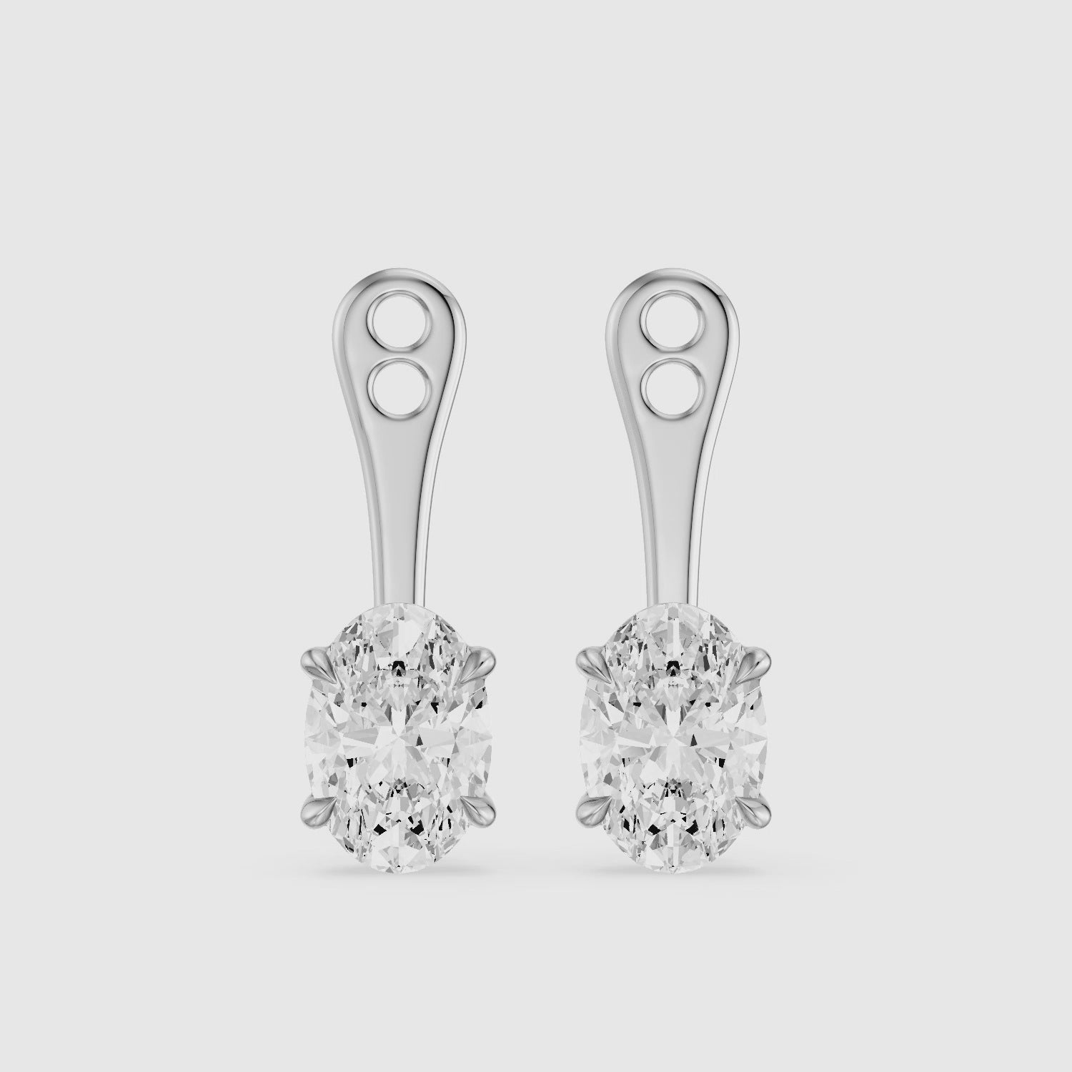 Load video: Lilith Oval Lab Grown Diamond Four Prong Jacket Cuff Earrings