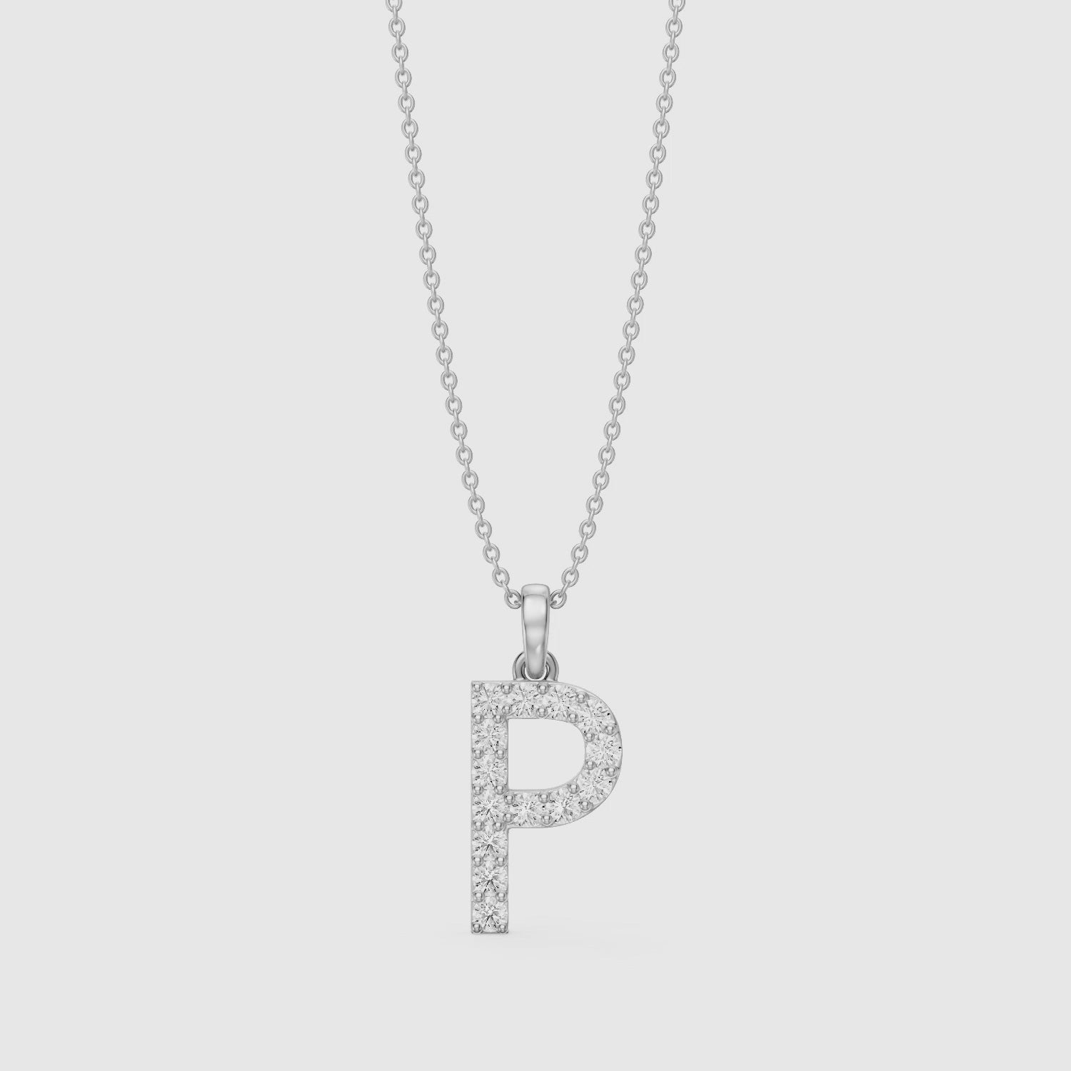 Load video: Fallon Lab Grown Diamond P Initial Pendant Necklace