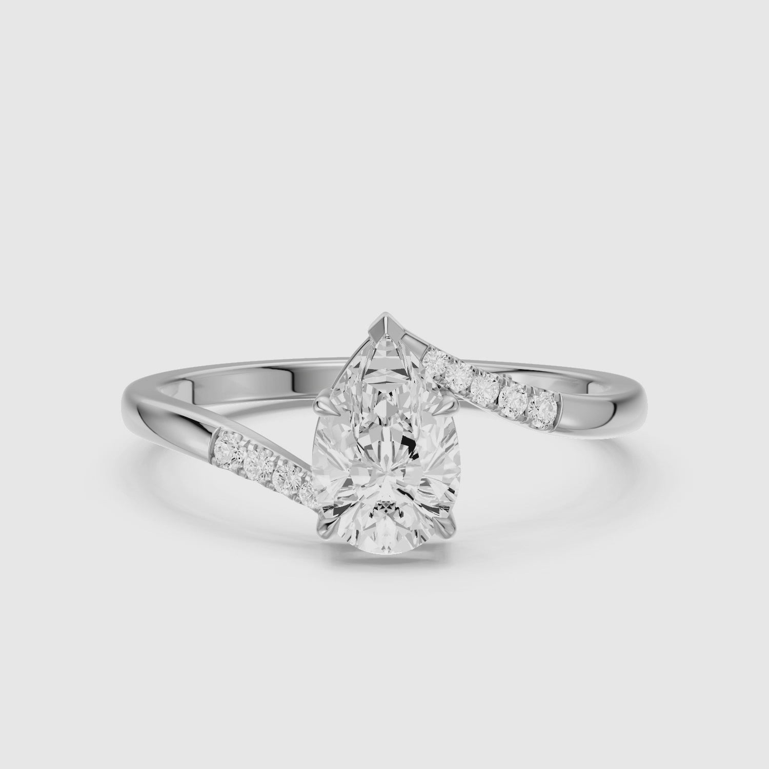 Load video: Juliet Pear Lab Grown Diamond Ring with Asymmetrical Band