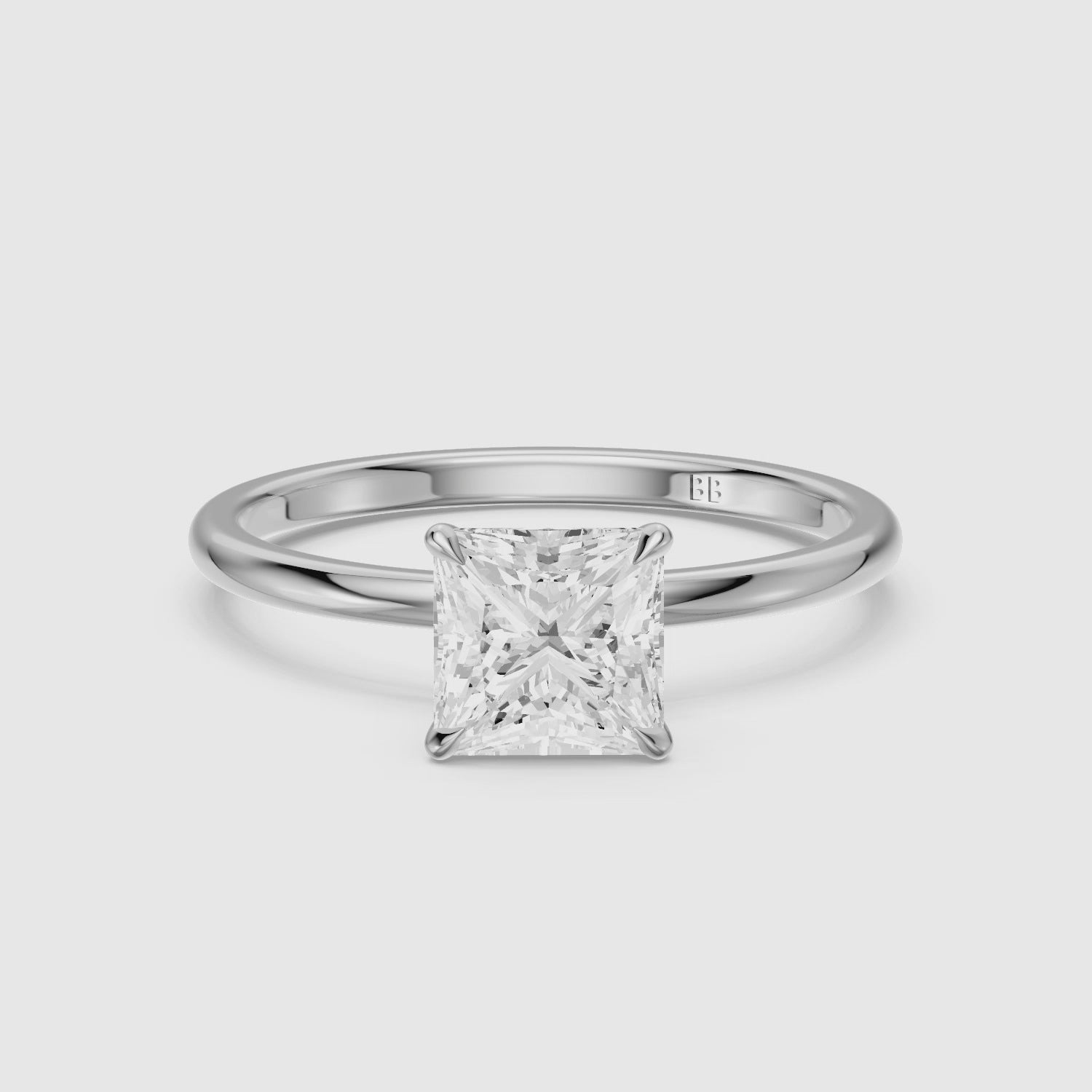 Load video: Nancy Princess Cut Hidden Halo Lab Grown Diamond Ring