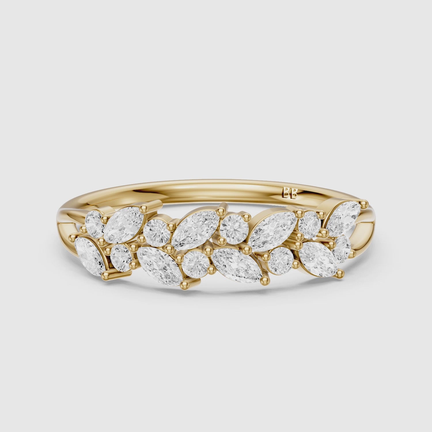 Load video: Angelina Marquise Cluster Lab Grown Diamond Anniversary Band