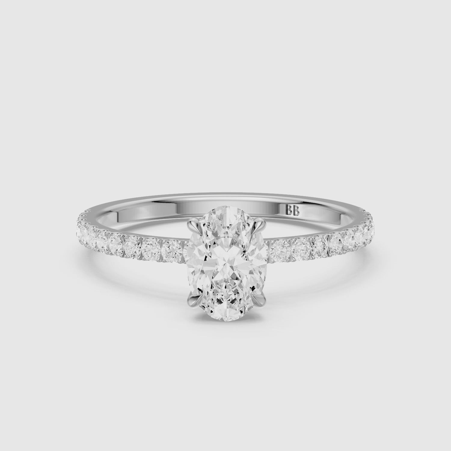 Load video: Karrisa Oval Cut Hidden Halo Pave Lab Grown Diamond Ring