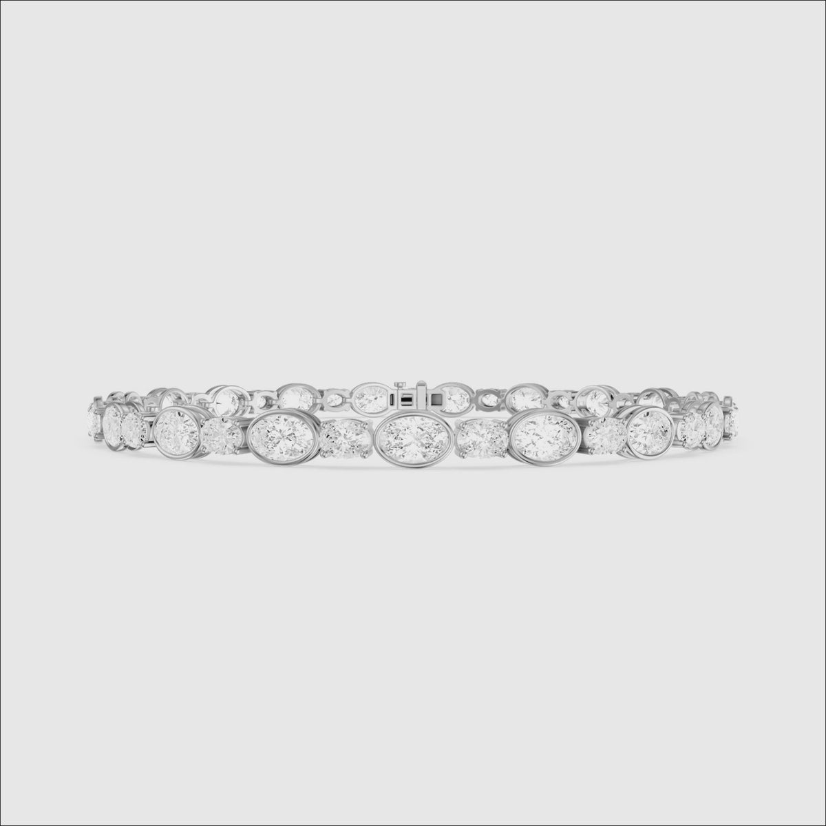 Load video: Aliyah Bezel Oval Alternating Lab Grown Diamond Tennis Bracelet