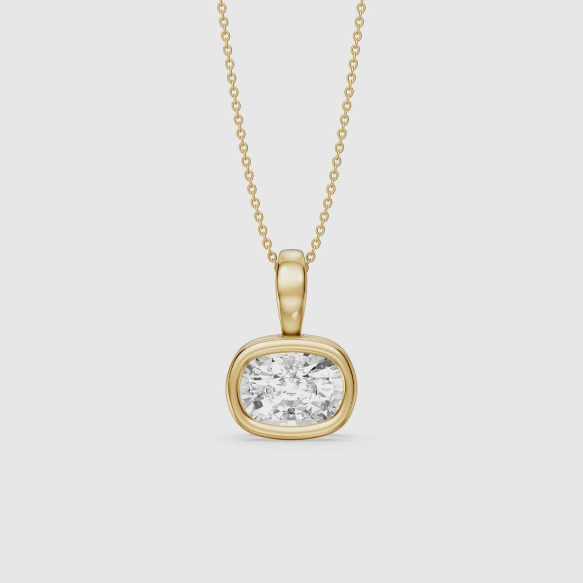 Load video: Hope Elongated Cushion Lab Grown Diamond Bezel Pendant