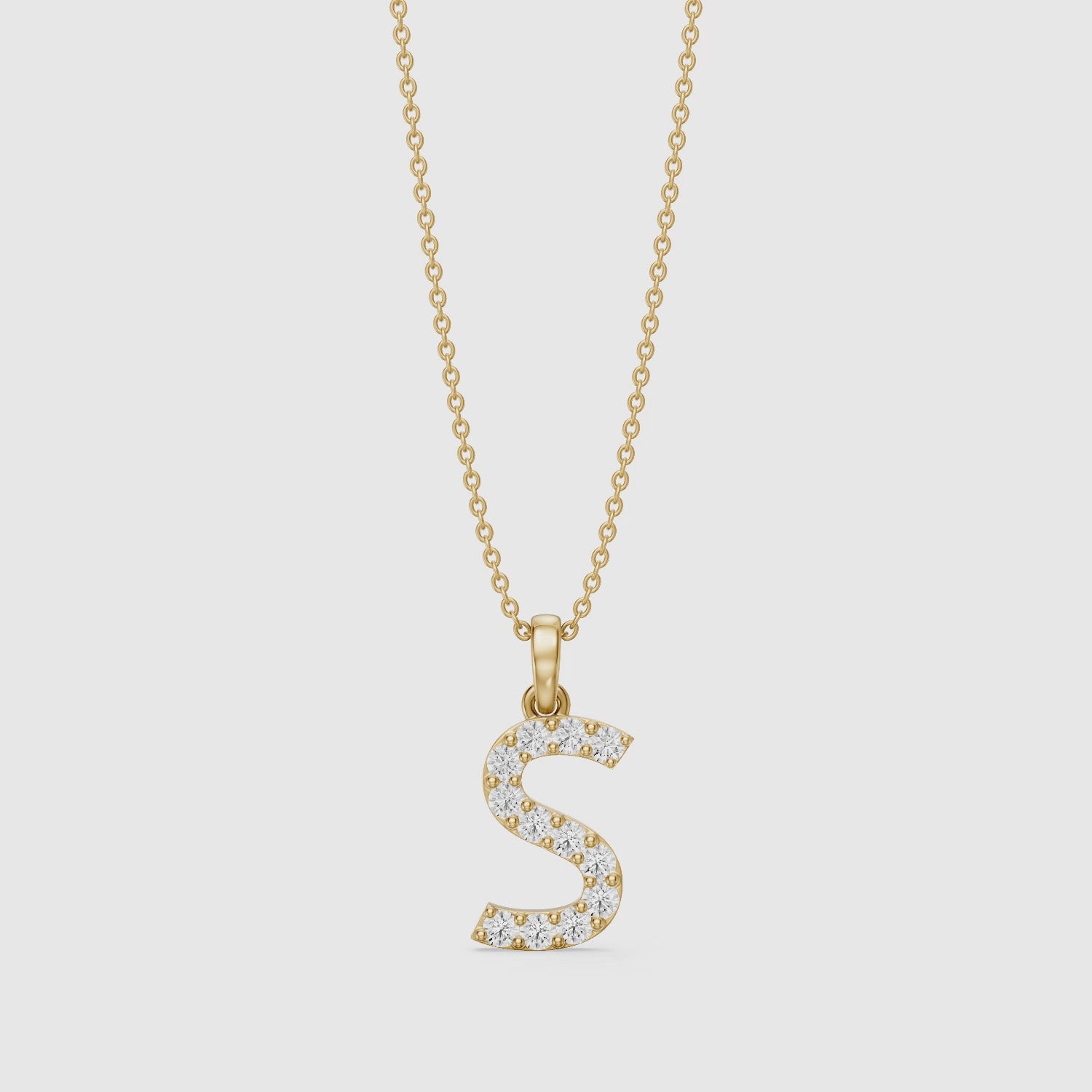 Load video: Athena Lab Grown Diamond S Initial Pendant Necklace